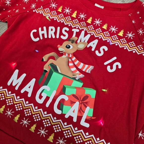 Rudolph The Red-Nosed Reindeer "Christmas Is Magical" Light-Up Sweater XXL - Picture 4 of 14